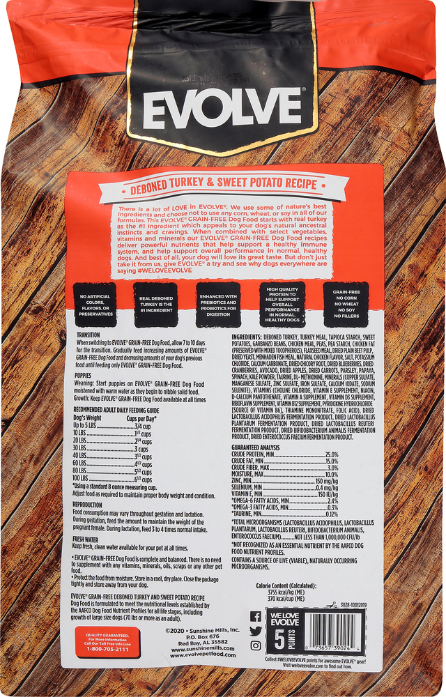 Evolve Food for Dogs, Super Premium, Grain-Free, Deboned Turkey & Sweet ...