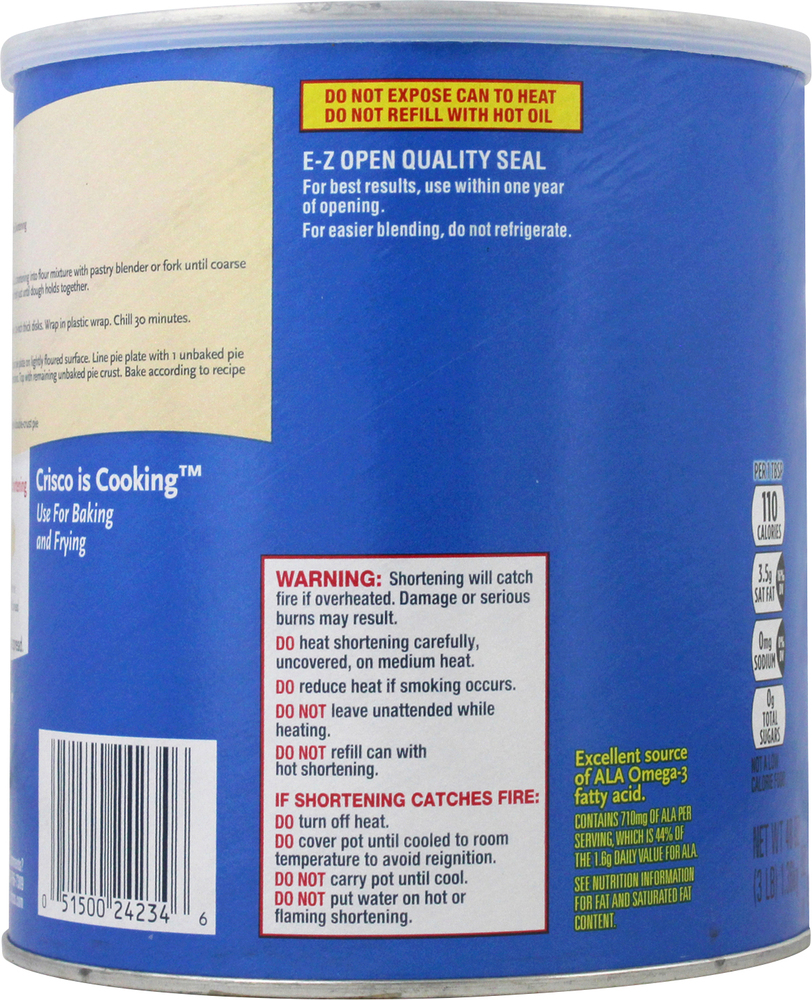 Crisco AllVegetable ShorteningPlanogramBack