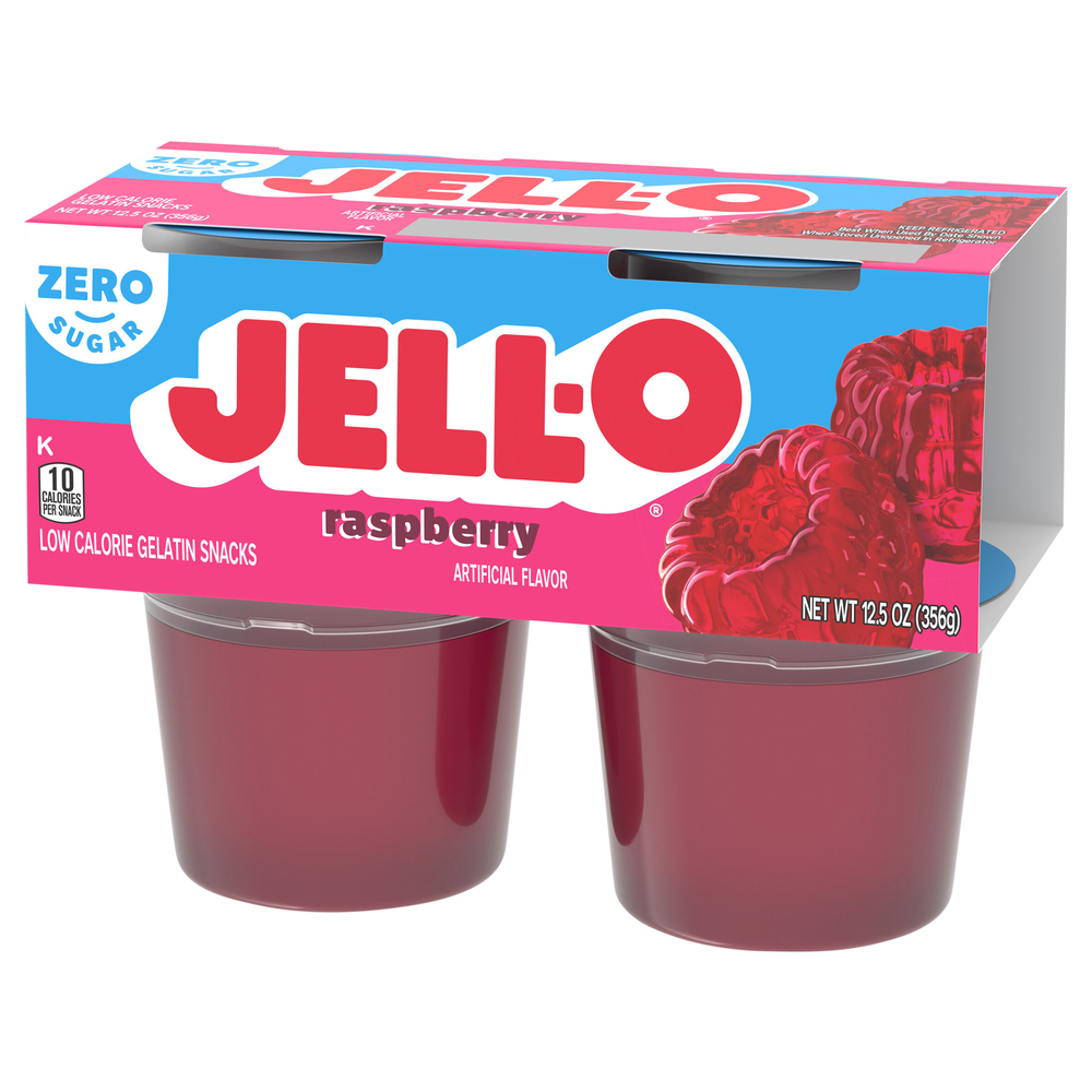 Jell-O Gelatin Snacks, Low Calorie, Zero Sugar, Raspberry-Front-Right ...