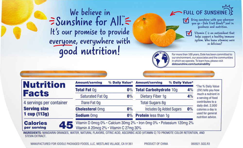Dole Mandarin Oranges No Sugar Added