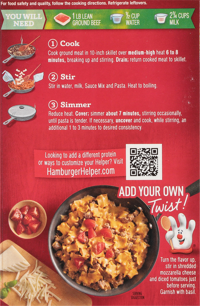 Hamburger Helper Four Cheese Lasagna, Robust Tomato & Herb Flavor
