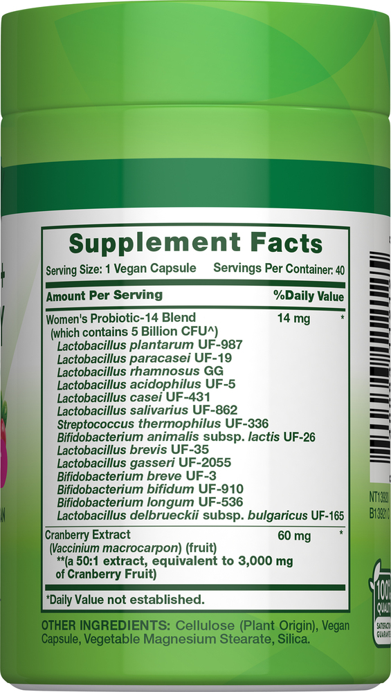 NANGA800dx オリーブグリーン Nature's Truth Capsules Women's Daily 3000 mg Probiotic + Cranberry