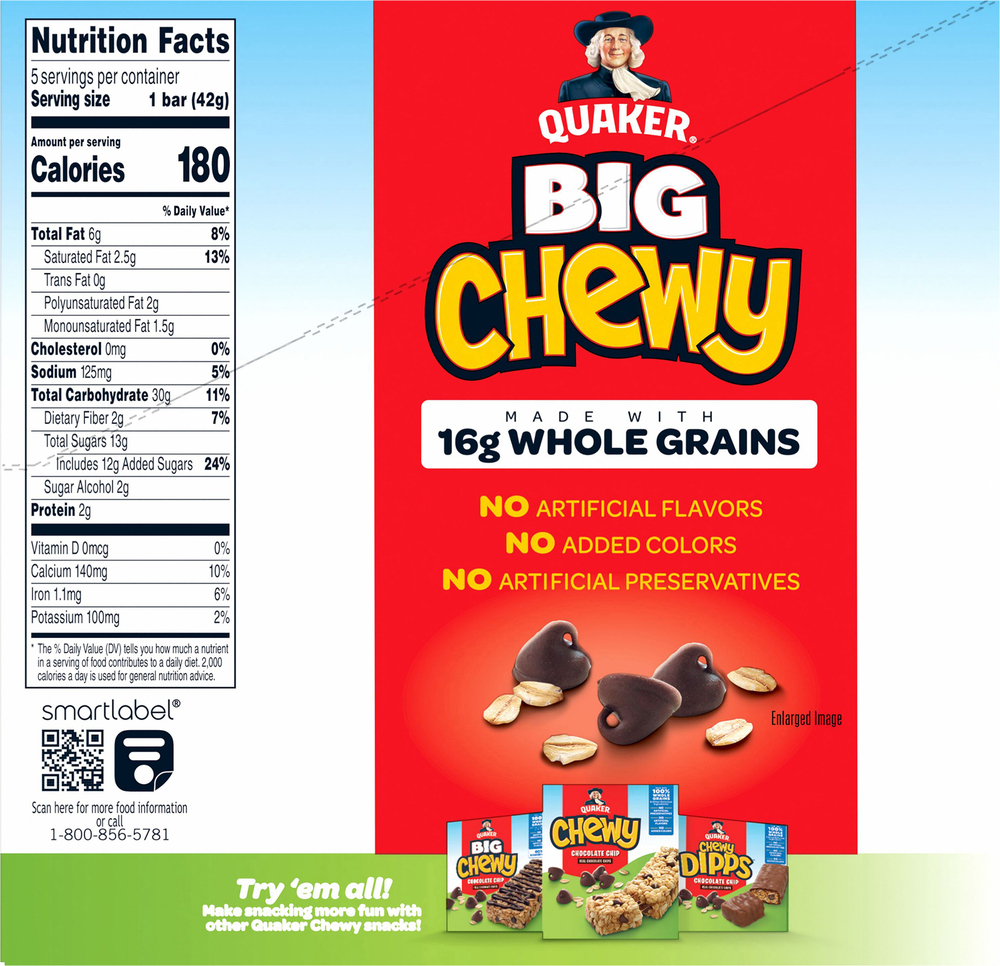 Quaker Big Chewy Chocolate Chip Granola Bars-Planogram-Back
