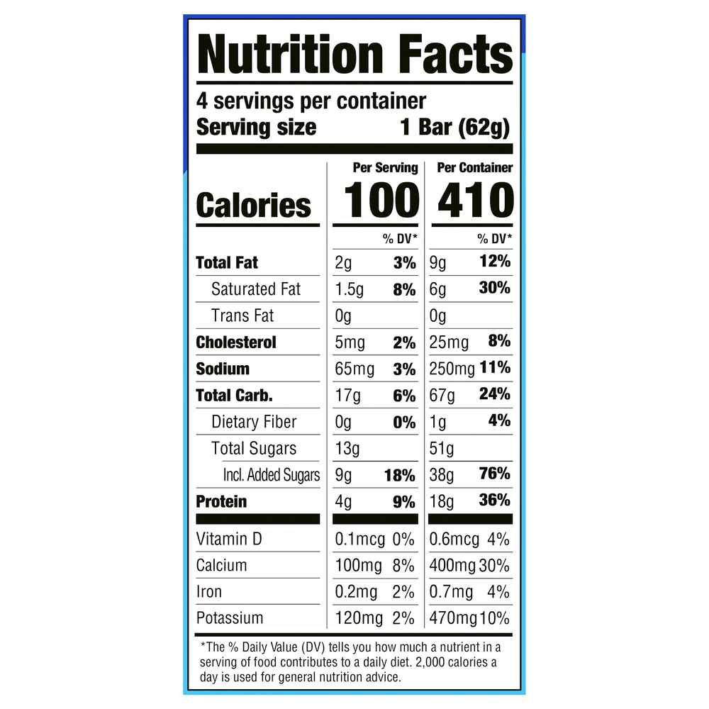 Yasso Yogurt Bars, Greek, Chocolate Chip Cookie Dough, 4 PackNutrition