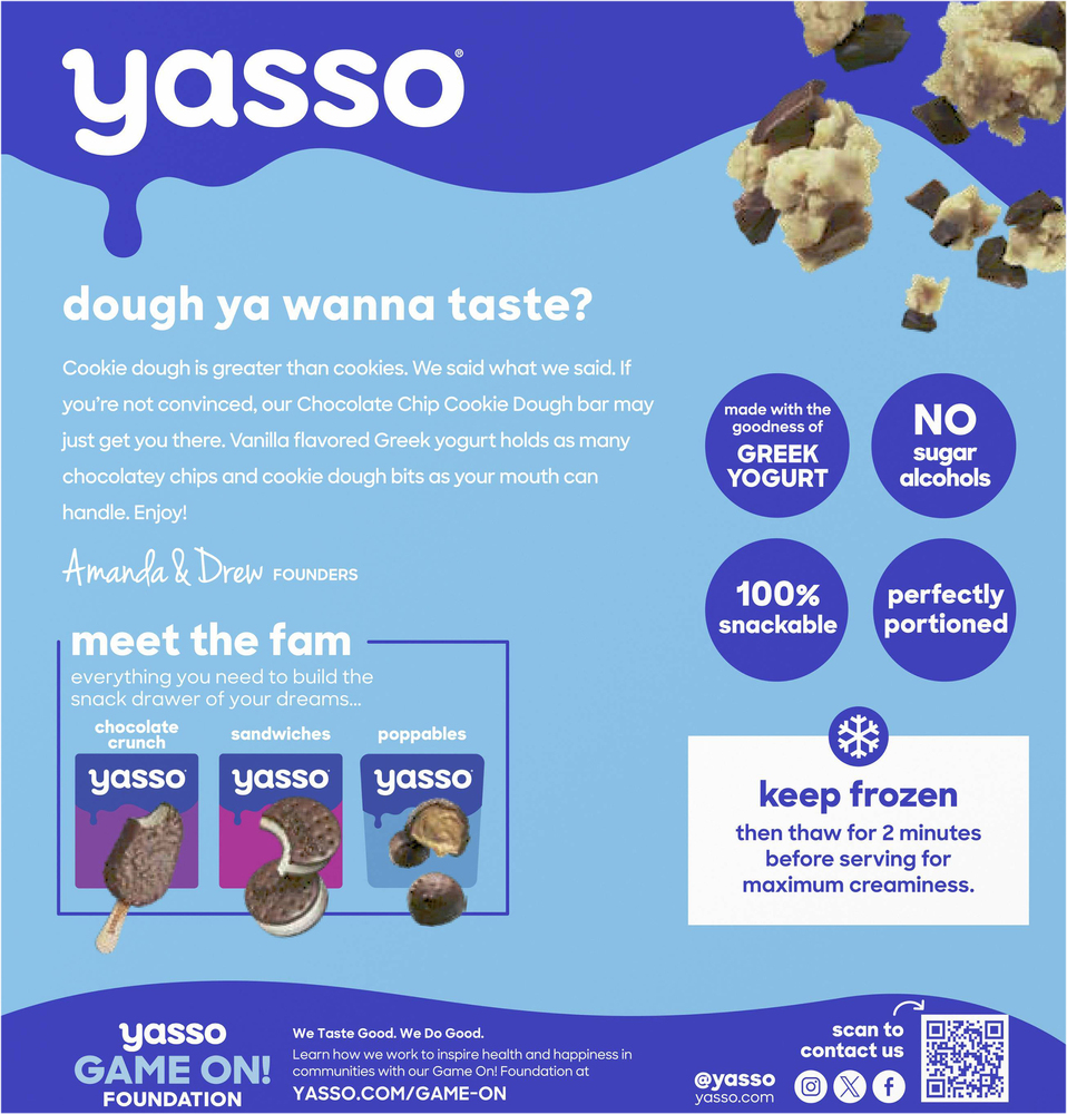 Yasso Yogurt Bars, Greek, Chocolate Chip Cookie Dough, 4 PackPlanogram