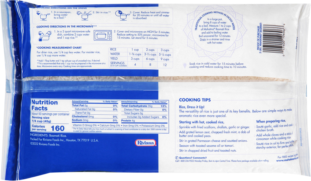 Mahatma Rice, Basmati-Planogram-Back
