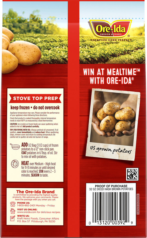 Ore Ida Diced Hash Brown PotatoesPlanogramBack