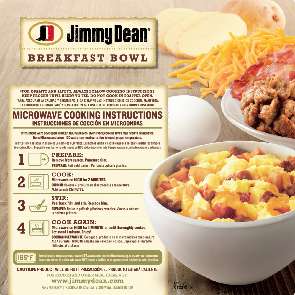 Jimmy Dean Breakfast Bowl Meat Lovers, Frozen, 7 oz BowlPlanogramBack