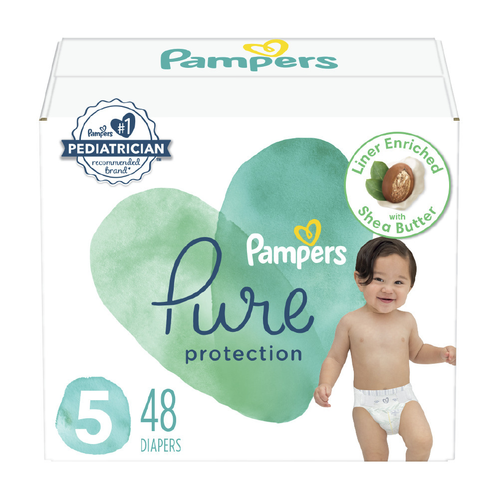 Pampers Pure Protection Diapers, Size 5 (27+ lb), Super Pack