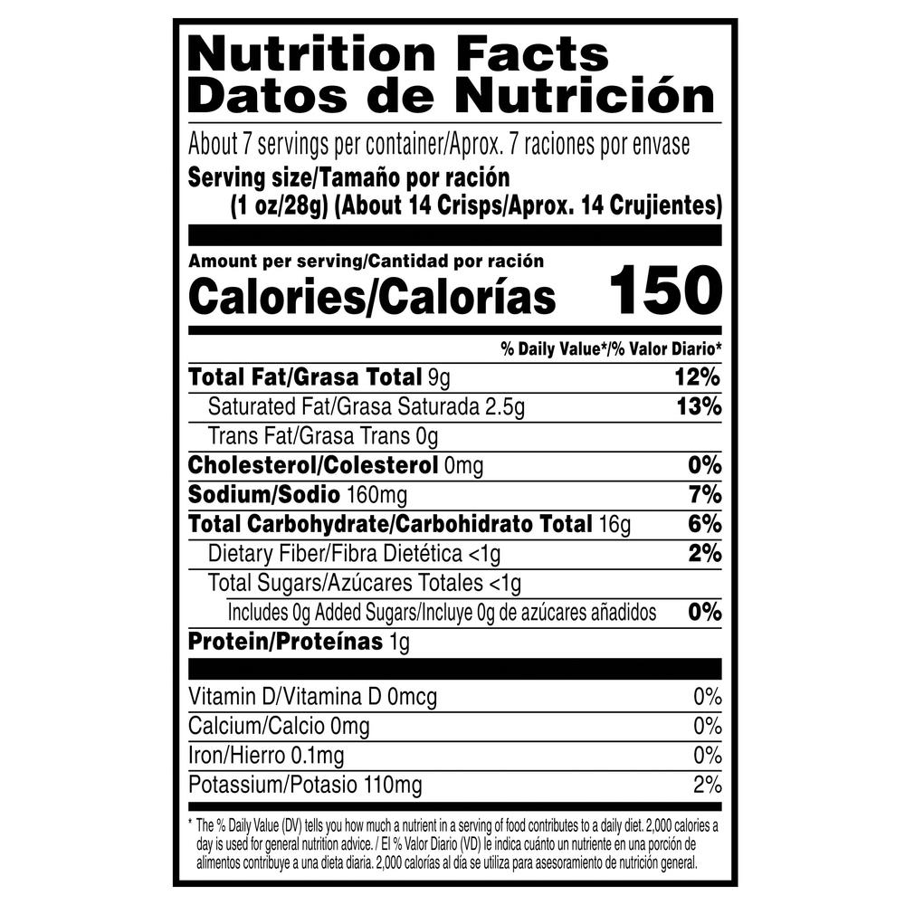 Pringles Potato Crisps, Sour Cream & OnionNutritionFacts