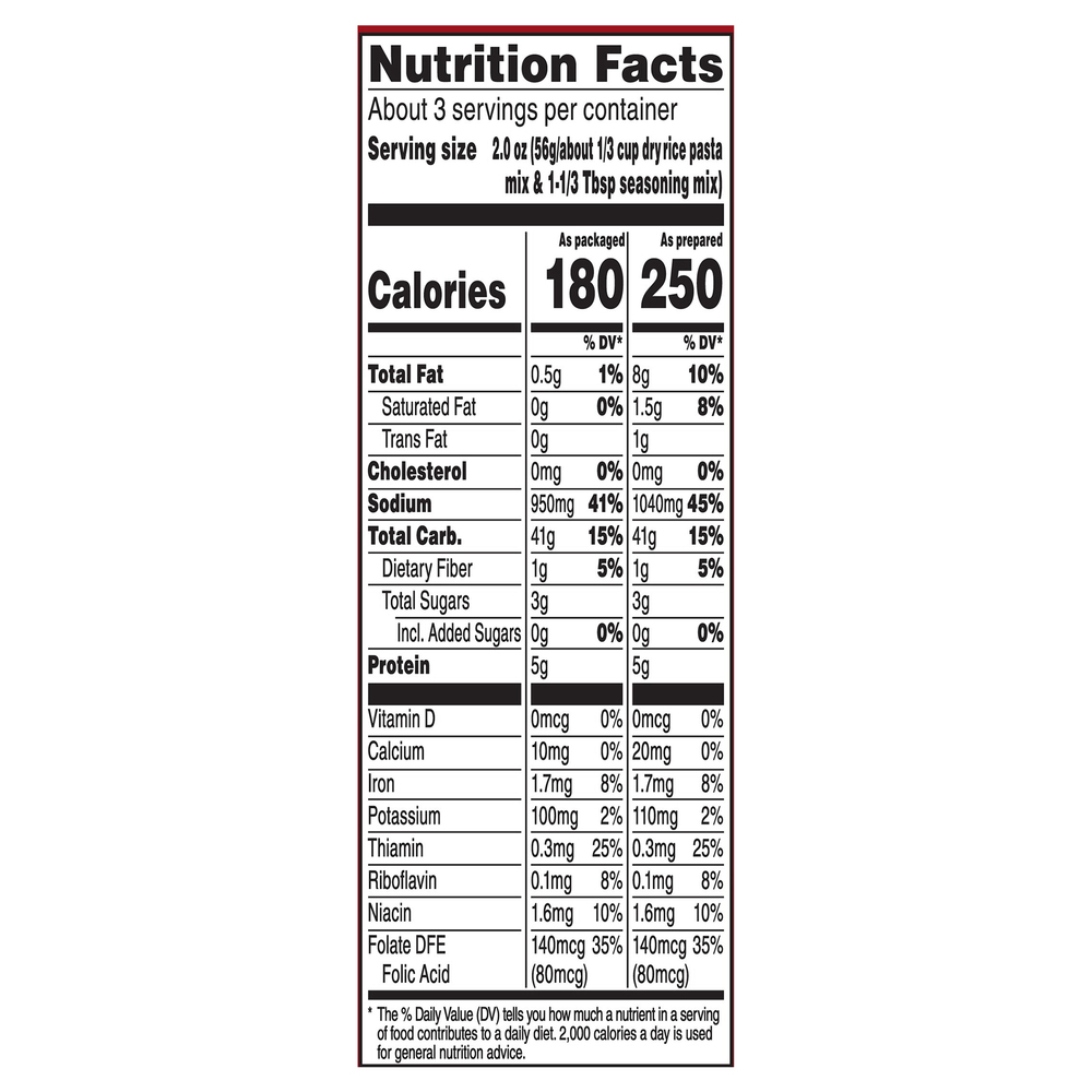 Rice A Roni Rice Vermicelli Stir Fried Rice 6.2 Oz-Nutrition-Facts