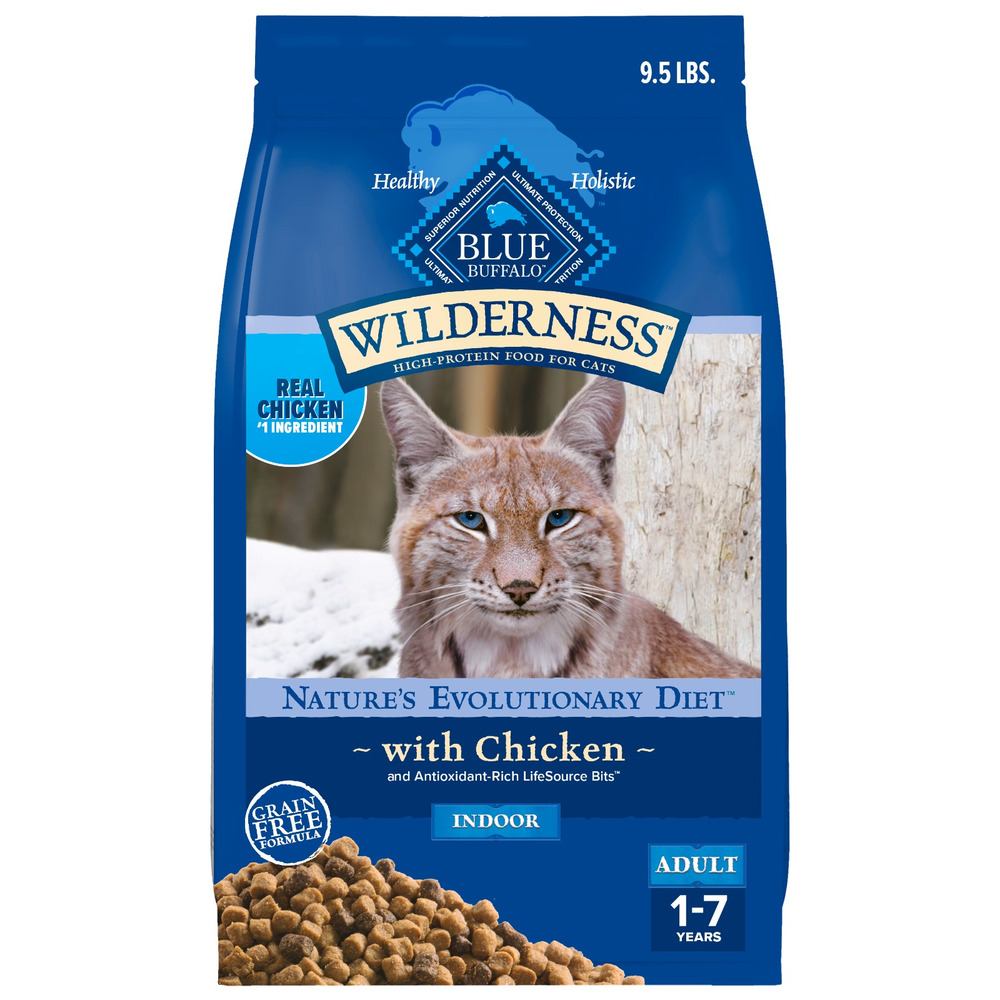 Blue Buffalo Wilderness Nature s Evolutionary Diet High Protein Grain Free Natural Dry Food for Adult Cats Chicken 9.5 lb. Bag