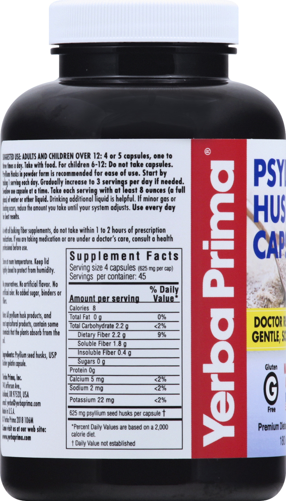 Health Nutrition Naturals Psyllium Husk Capsules | 1500mg Daily Fiber Supplement (120 Count)