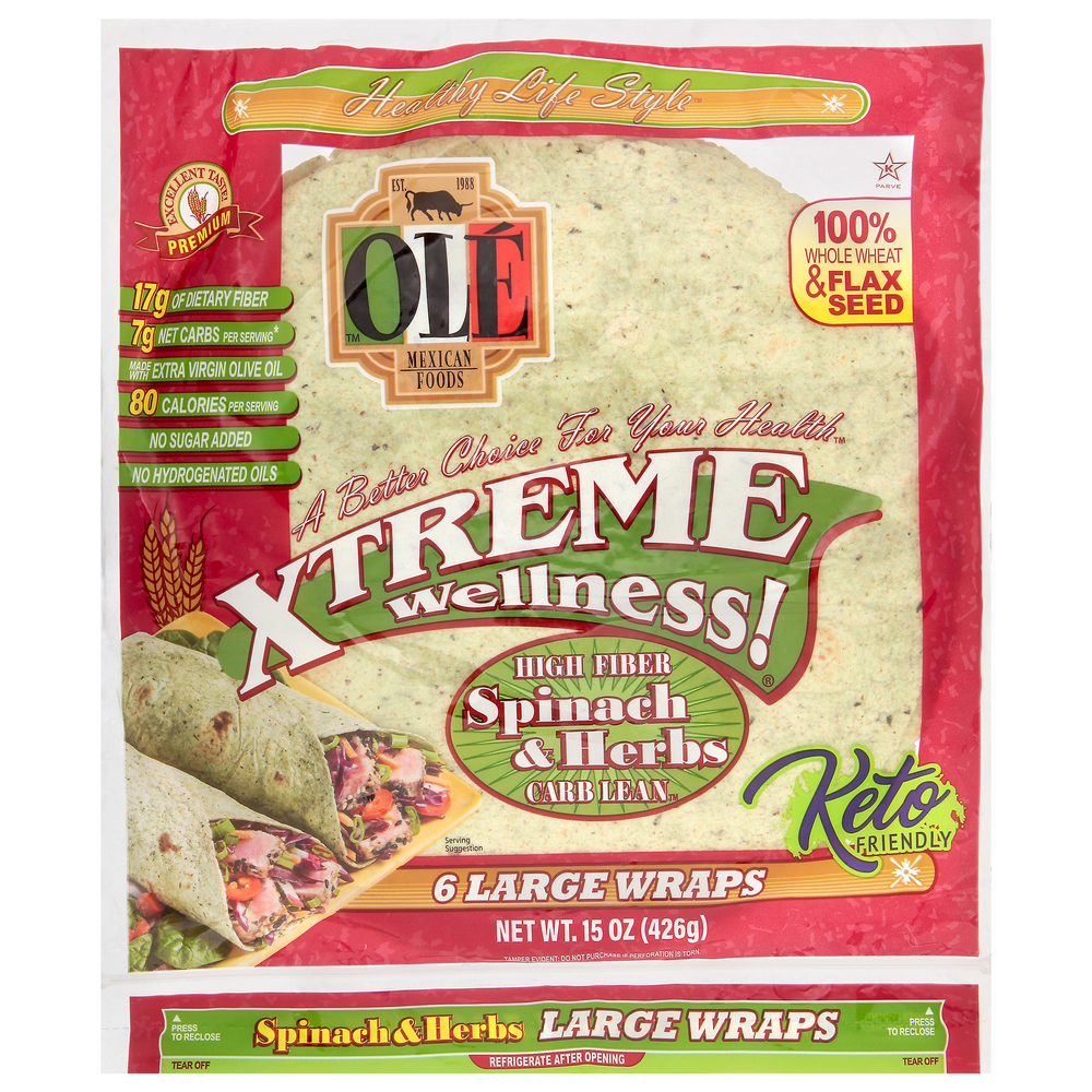Ole Xtreme Wellness! Wraps, Spinach & Herbs, LargeMain