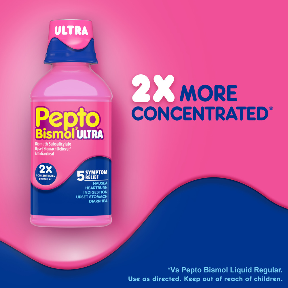 Pepto Bismol Ultra Upset Stomach Reliever/Antidiarrheal, 5 Symptom ReliefIngredients