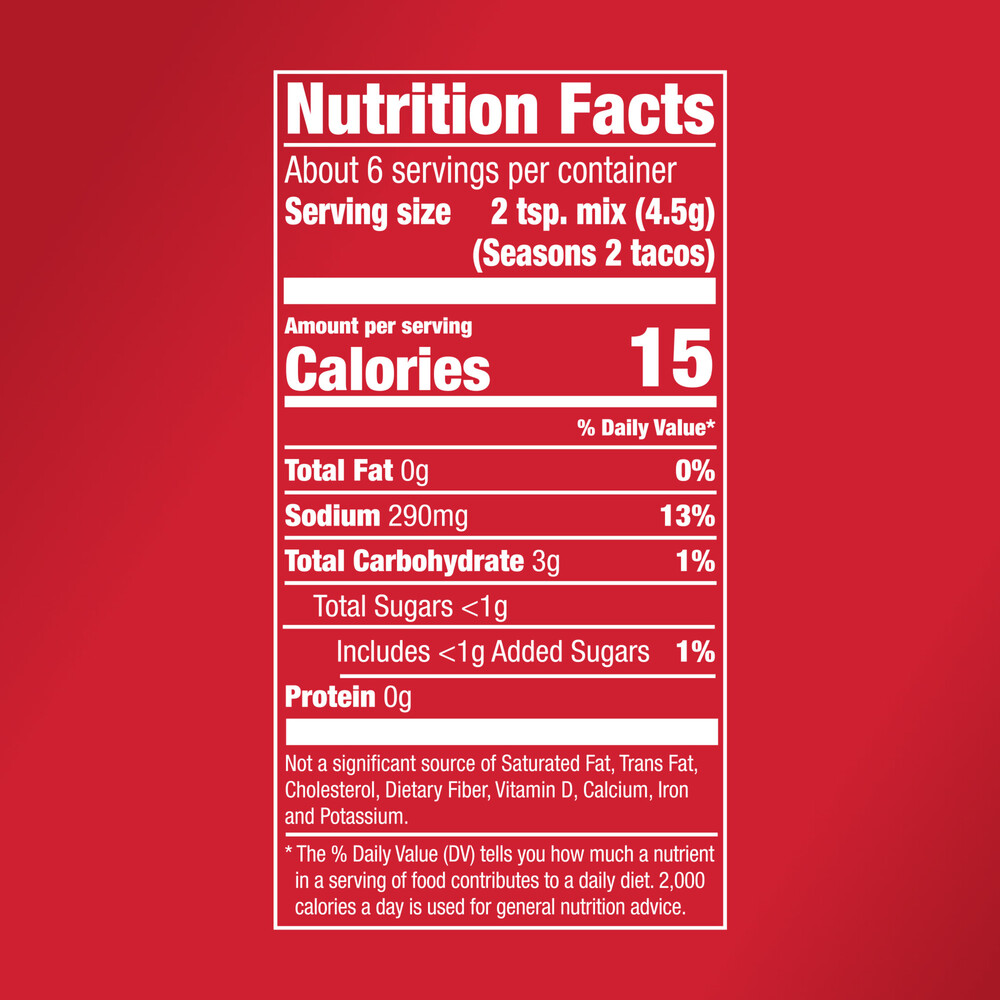 McCormick Chicken Taco Seasoning MixNutritionFacts