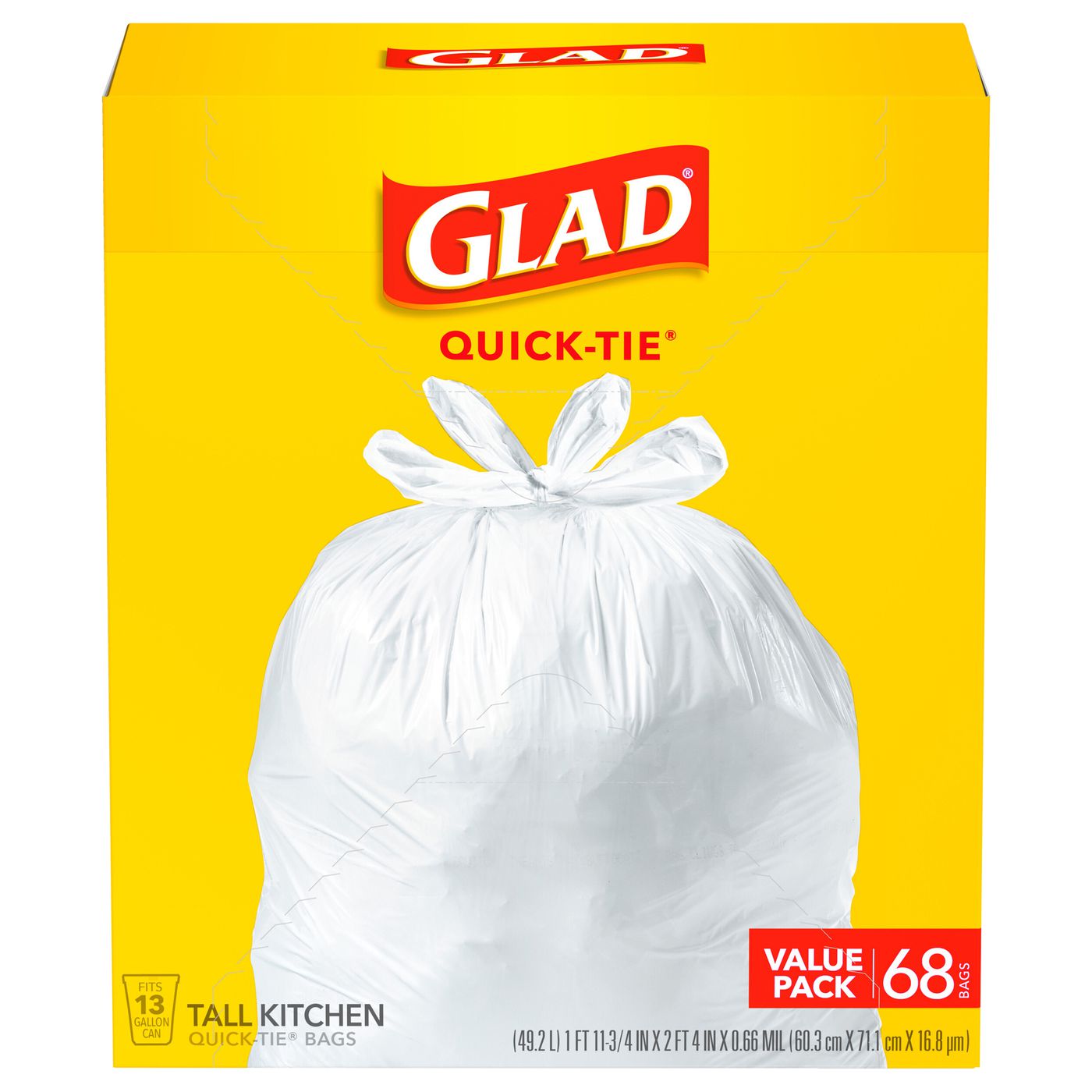 Glad 4 Gallon Small Quick-Tie Fresh Clean Trash Bags 26 ea