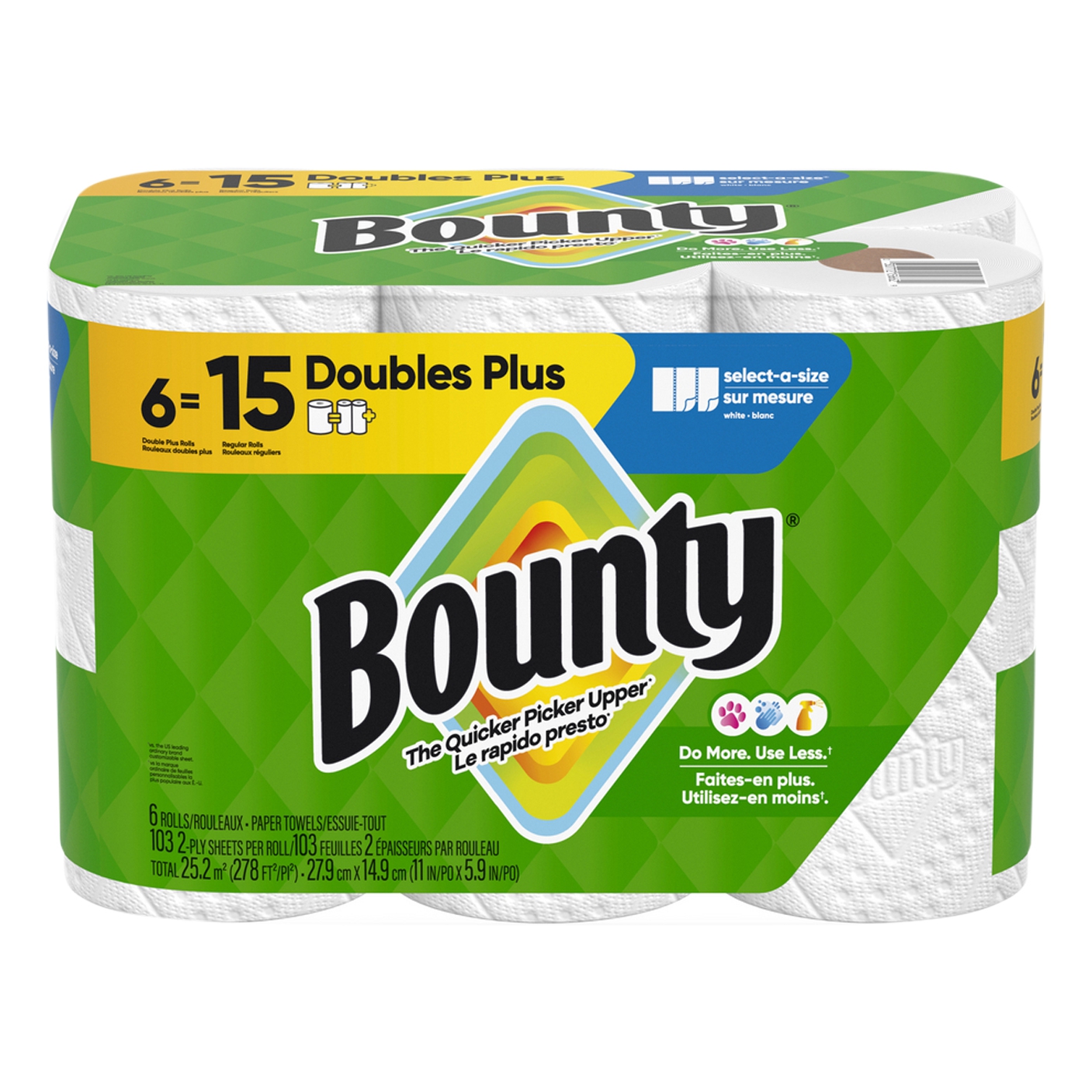 Bounty Paper Towels, Double Plus Rolls, SelectASize, 2PlyMain