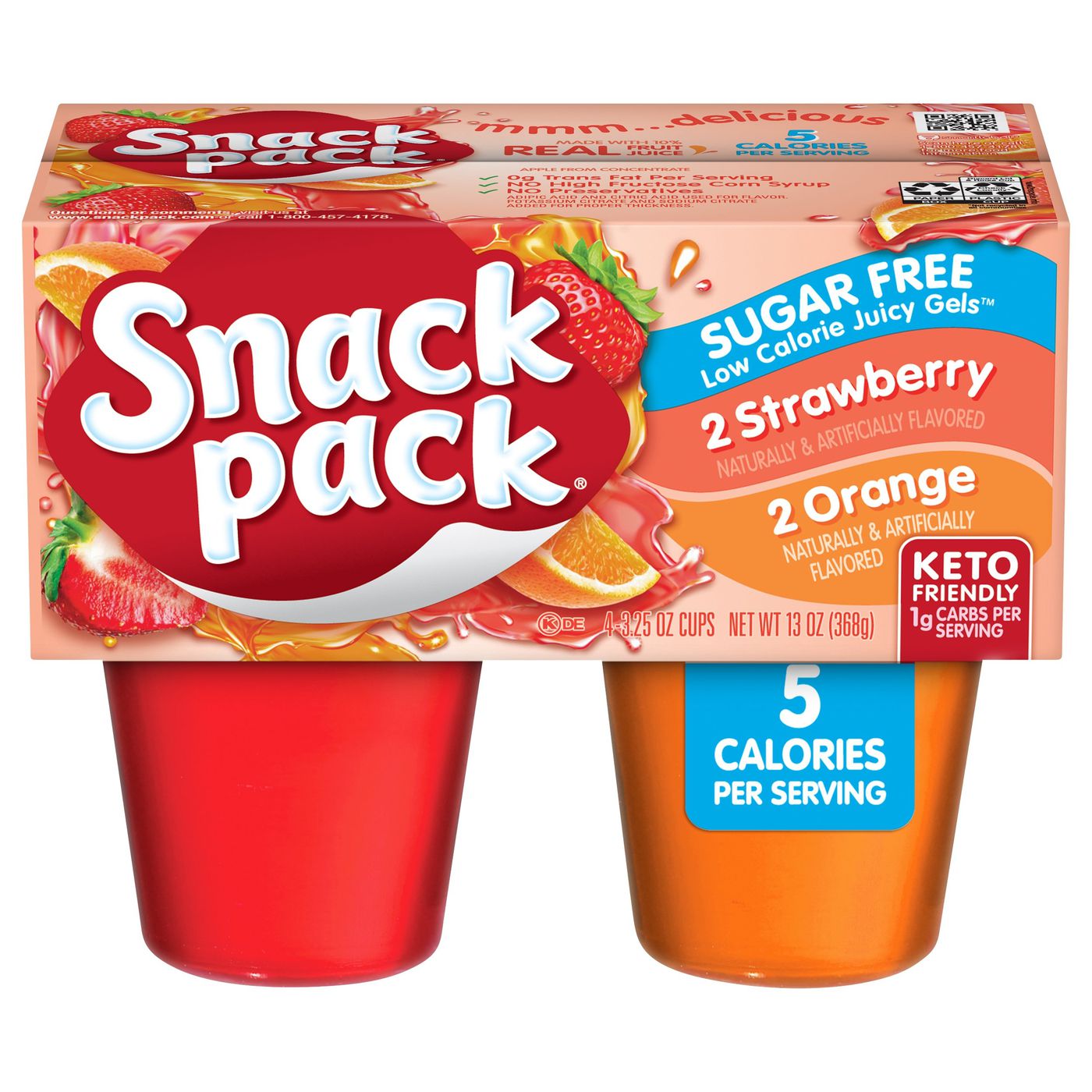 Snack Pack Zero Sugar Low Calorie Strawberry/Orange Juicy Gels
