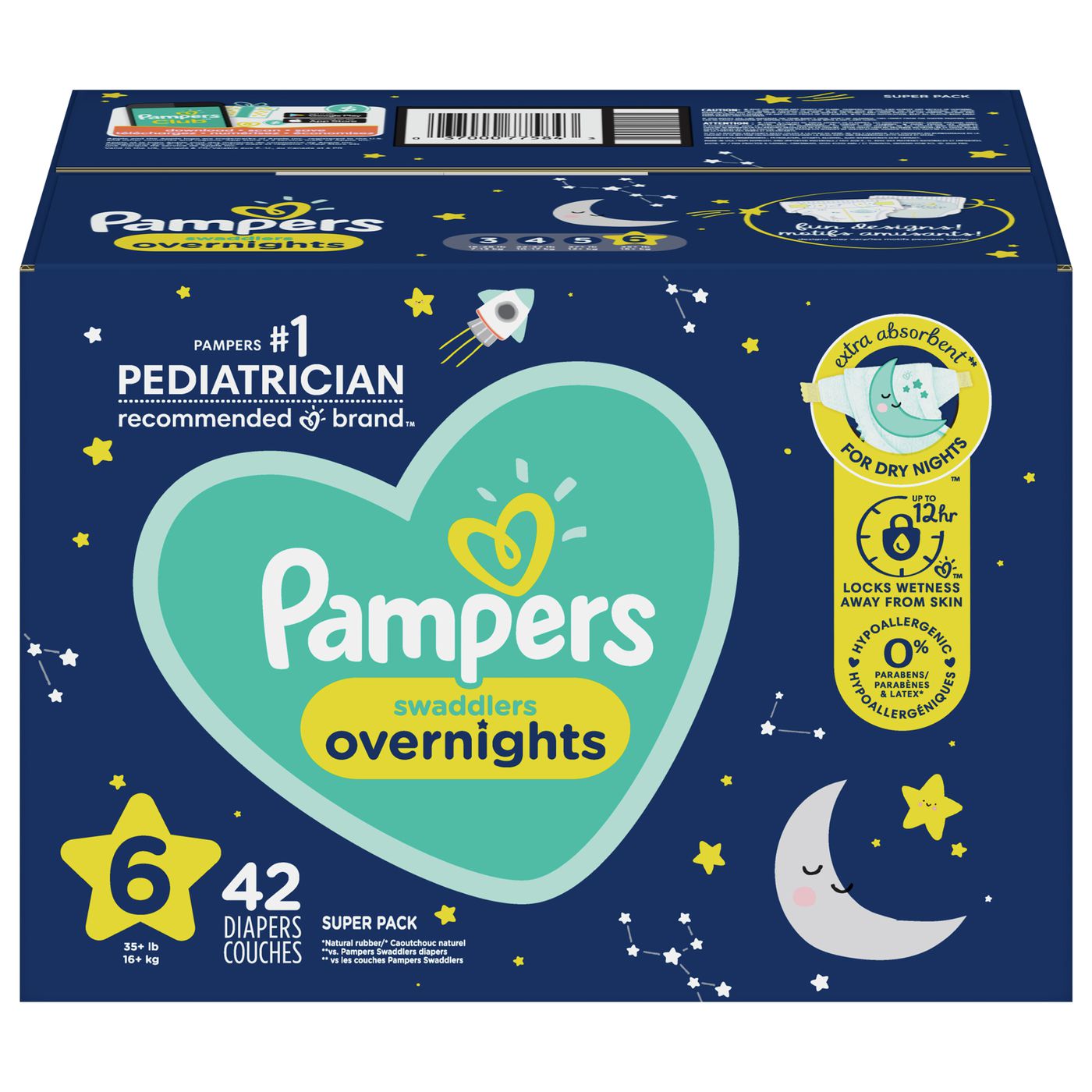 Pampers Swaddlers Overnights Swaddlers Overnight Diapers Size 6 42 Count