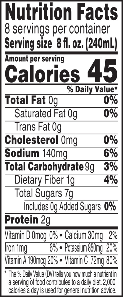 V8 100 Vegetable Juice Low Sodium Original