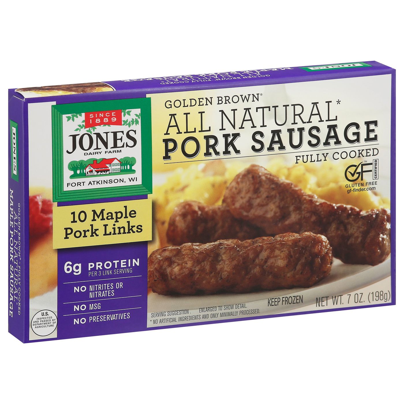 Jones Dairy Farm Pork Sausage Links, Maple, Golden BrownMain