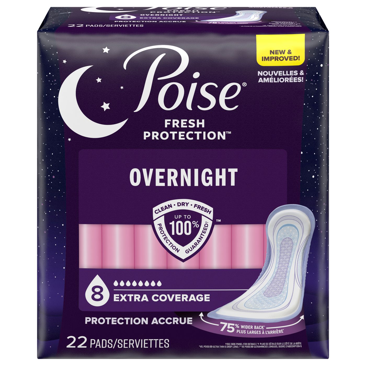 Poise Fresh Protection Pads Overnight Extra Coverage Main