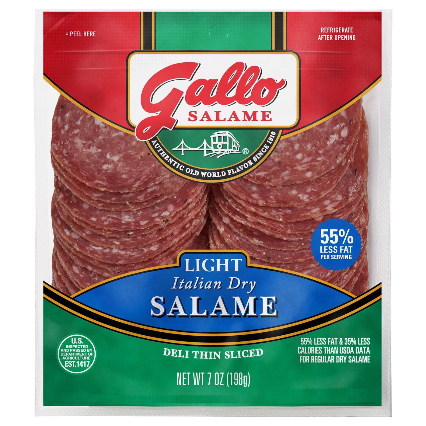 Gallo Deli Thin Sliced Light Italian Dry Salami Lunch Meat, 7 ozMain