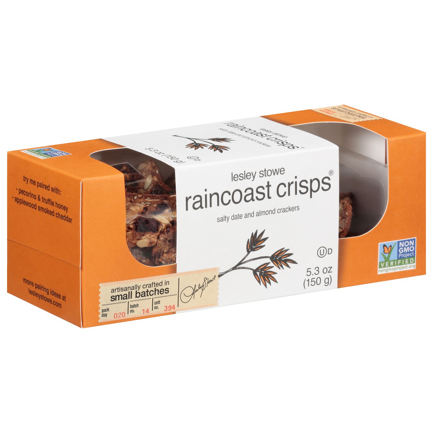 Lesley Stowe Raincoast Crisps Crackers, Salty Date and Almond