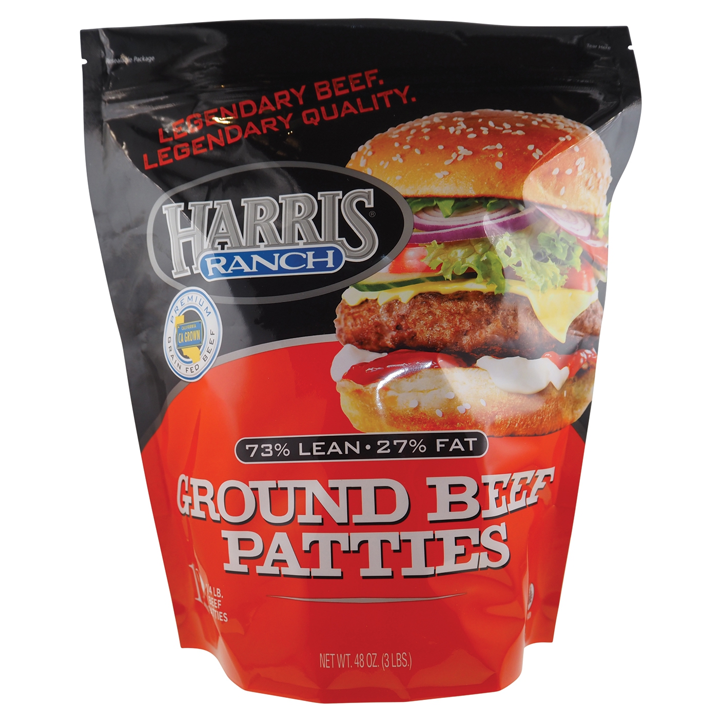 Harris Ranch 73% Lean 27% Fat Frozen Ground Beef Patties-Main