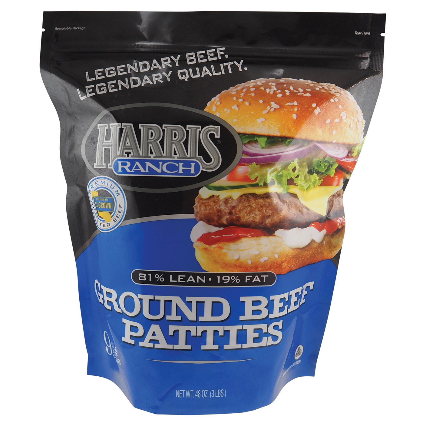 Harris Ranch 81 Lean 19 Fat Frozen Ground Beef PattiesMain