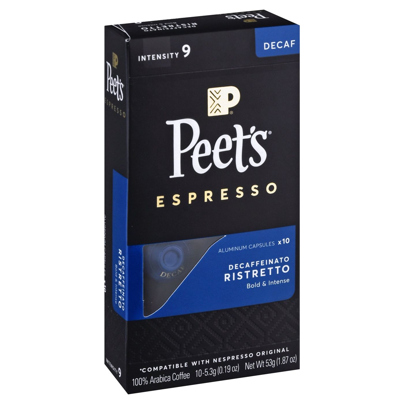 Peet s Coffee Ristretto Decaffeinated Intensity 9 Medium Roast Capsules 10ct Capsules