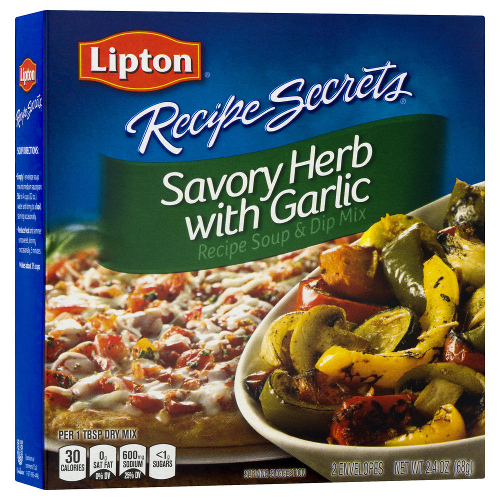 LIPTON RECIPE SECRETS DRY SOUP MIX HERB WITH GARLIC 2 CT PER BOX Net wt  2.4oz