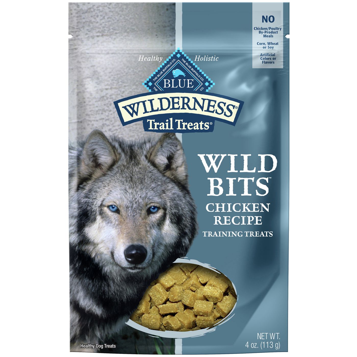 Blue Buffalo BLUE Wilderness Wilderness Trail Treats Wild Bits High Protein Grain Free Soft Moist Training Dog Treats Chicken Recipe 4 oz Bag