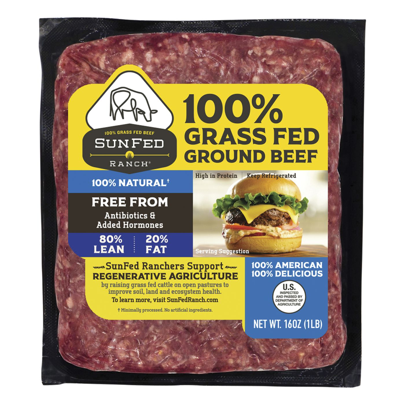 Sun Fed Ranch 100 Grass Fed Ground Beef 80 LeanMain