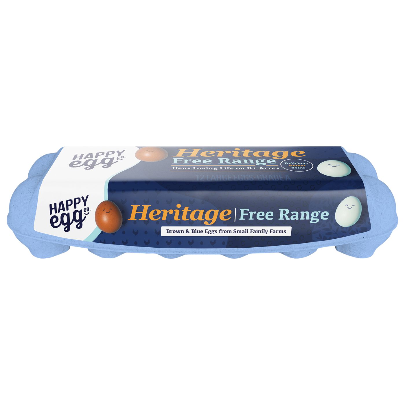 Happy Egg Co. Eggs, Heritage, Blue & Brown, Large-Main