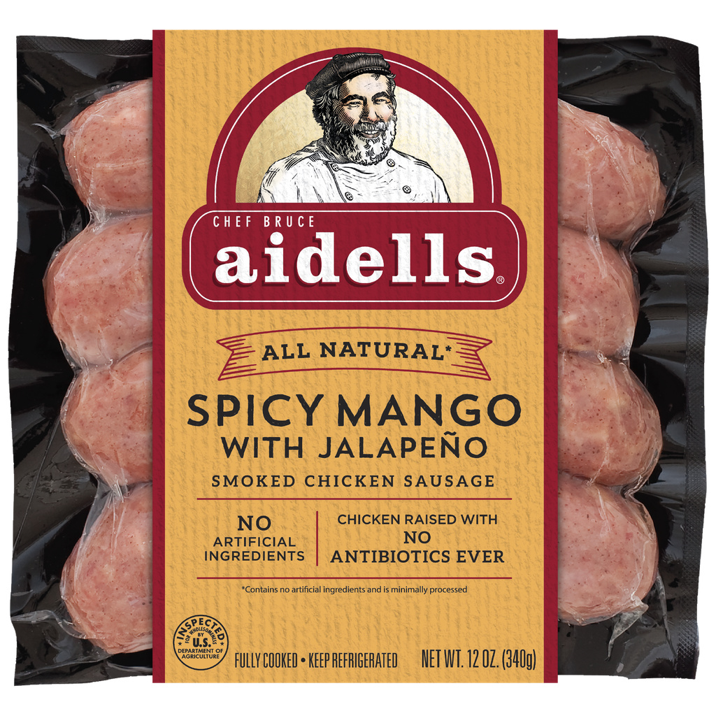 Aidells Smoked Chicken Sausage, Spicy Mango with Jalapeno, 12 oz. (4