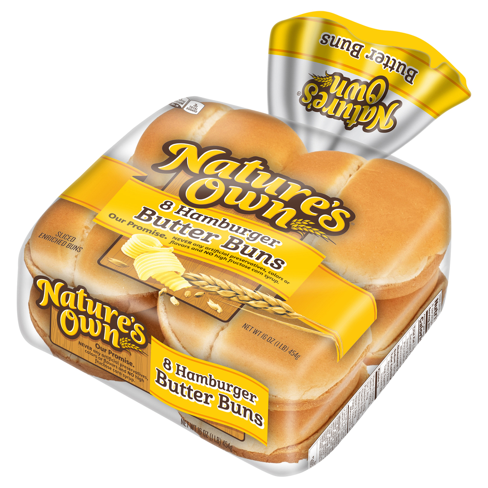 Nature's Own Hamburger Buns, ButterFrontRightElevated