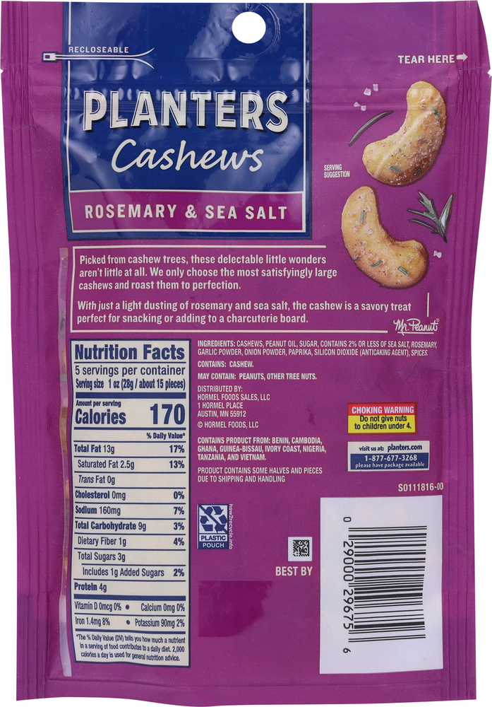 Planters Cashews, Rosemary & Sea SaltPlanogramBack