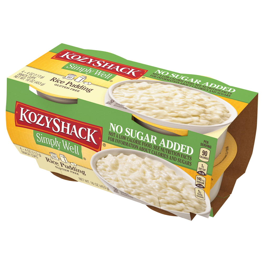 Kozy Shack Simply Well Rice Pudding, No Sugar AddedFrontRightElevated