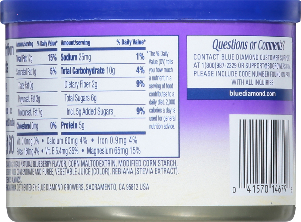 Blue Diamond Almonds, Blueberry FlavoredPlanogramBack