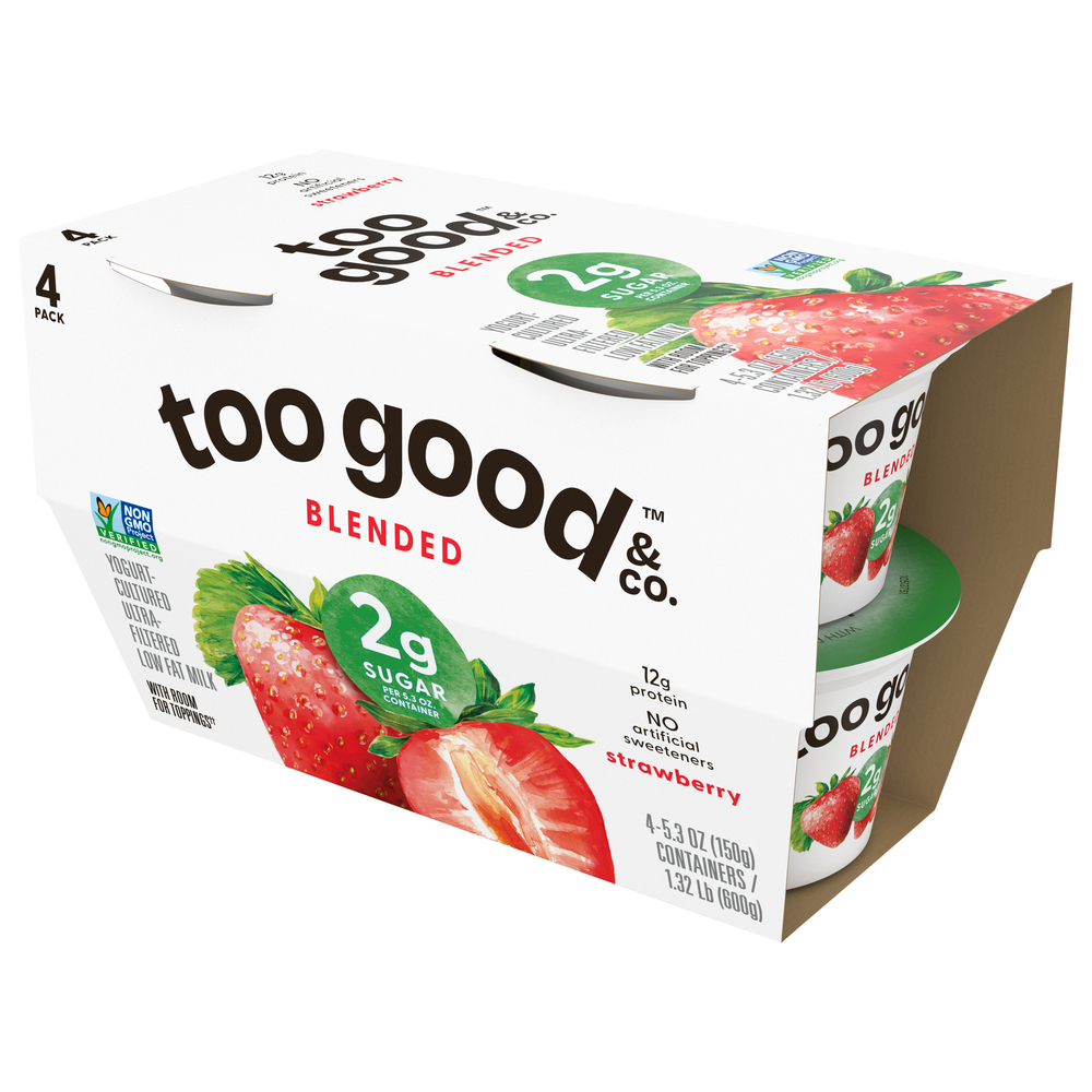 Two Good Yogurt, Low Fat Milk, Strawberry, UltraFiltered, Cultured, 4 PackFrontRightElevated