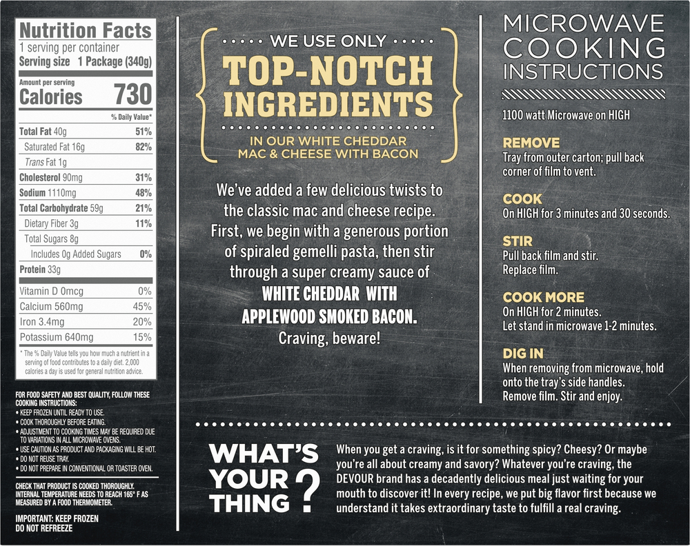 Devour Mac & Cheese, with Bacon, White CheddarPlanogramBack