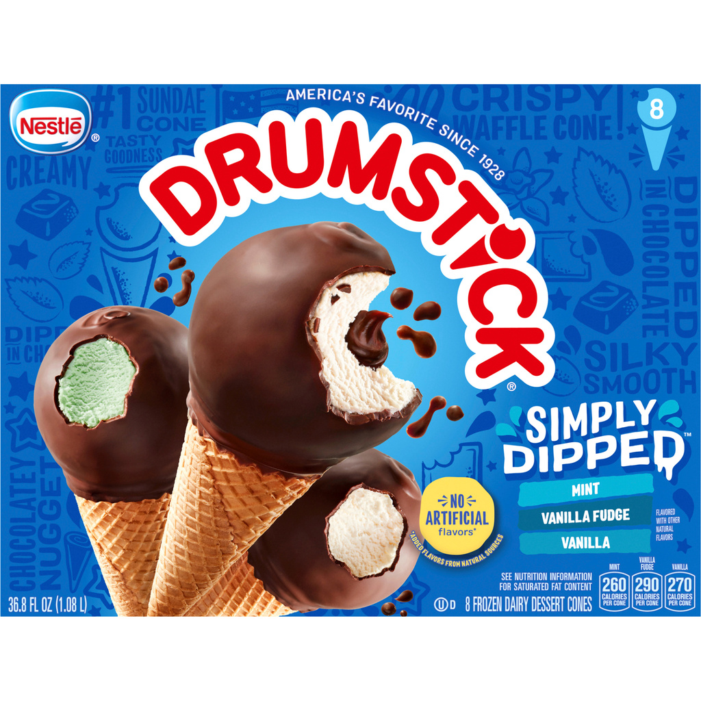 Nestle Drumstick Simply Dipped Frozen Dairy Dessert Cones Variety Pack