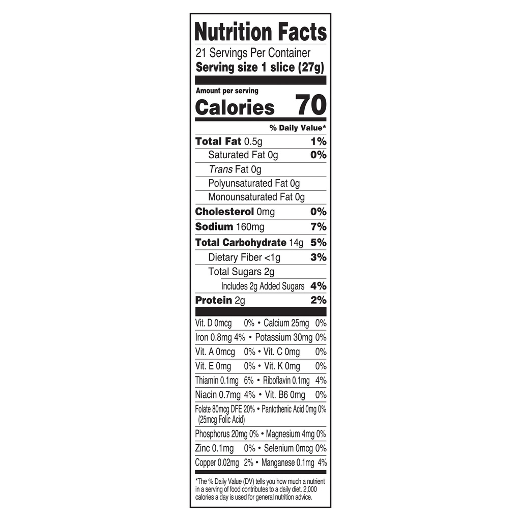 OROWEAT Bread, Organic, Rustic White, ThinSlicedNutritionFacts