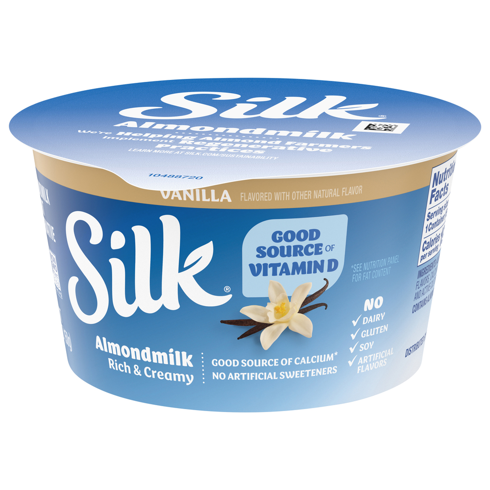 Silk Yogurt Alternative, Almondmilk, VanillaFrontRightElevated
