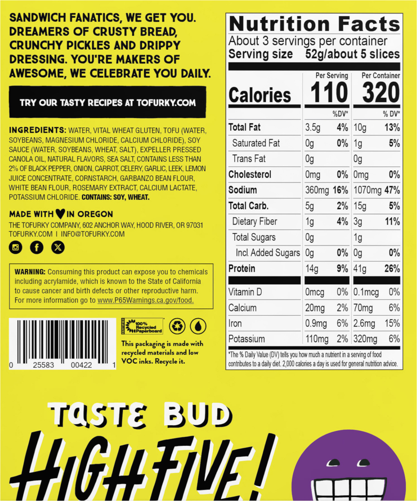 Tofurky Deli Slices, PlantBased, PepperedPlanogramBack