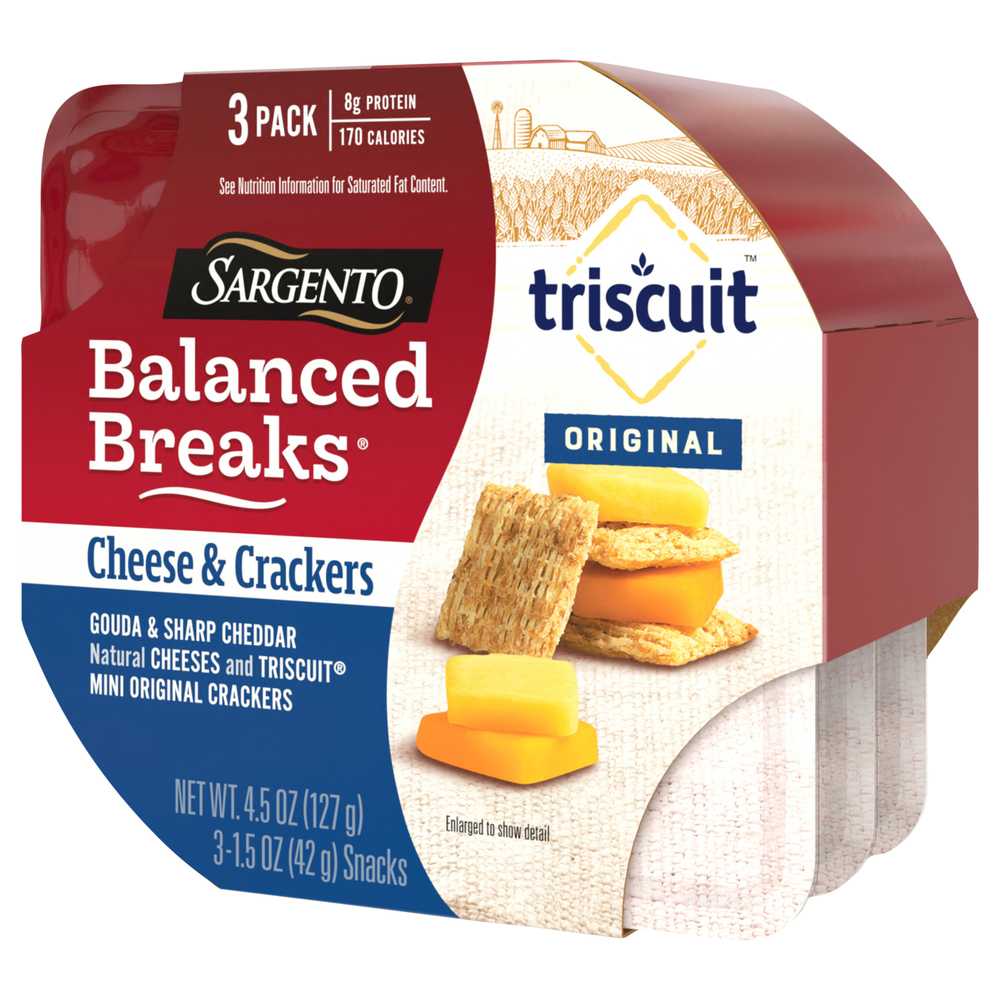 Sargento Balanced Breaks, Gouda & Sharp Cheddar, Cheese, Triscuit Mini Original Crackers, Cheese