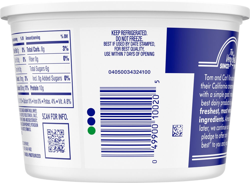 Knudsen Small Curd Fat Free Cottage CheesePlanogramBack