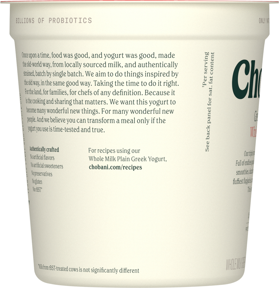 Chobani Yogurt, Greek, Whole Milk, PlainPlanogramLeft